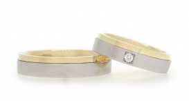 W2637-1451 - snubní prsteny vyrobené z platina a zlata s diamantem - foto č. 9